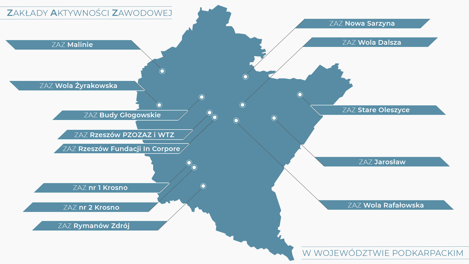 Mapa ZAZ w województwie Podkarpackim