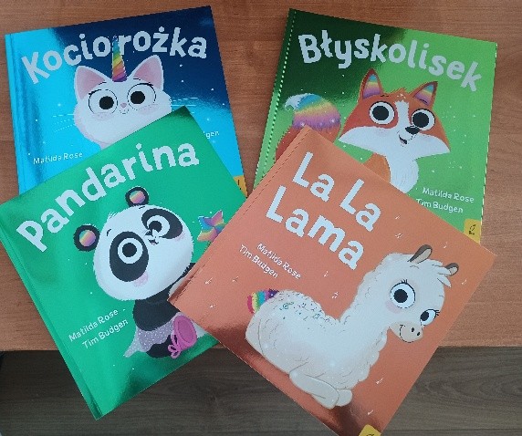 na obrazku są widoczne cztery okładki książek dla dzieci